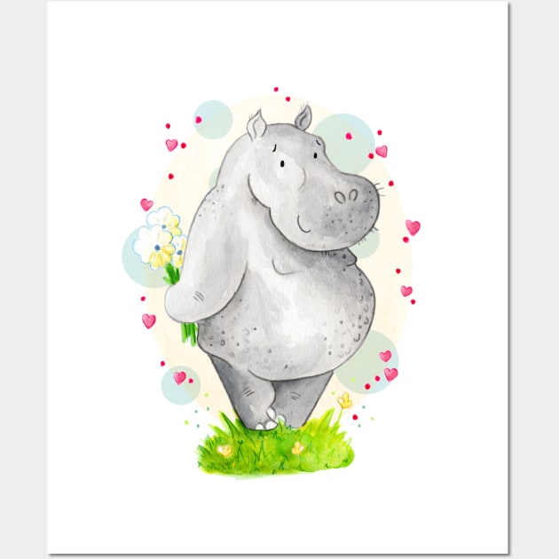 Hippo Wall Art by Vicky Kuhn Illustration
